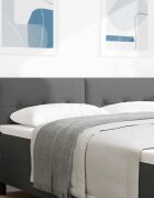 vidaXL LED глава с LED ленти с таблото Тъмен сив 144 см текстил
