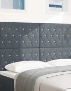 vidaXL LED глава с LED ленти с таблото Тъмен сив 160 cm Кадифе