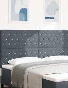 vidaXL LED глава с LED ленти с таблото Тъмен сив 180 cm Кадифе