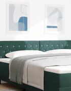 vidaXL LED глава с LED ленти с таблото Тъмен зелен 180 cm Кадифе