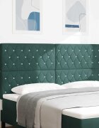 vidaXL LED глава с LED ленти с таблото Тъмен зелен 180 cm Кадифе