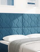 vidaXL LED глава Тъмен син 160 cm Кадифе