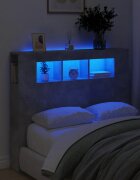 vidaXL LED горна табла бетонно сива120x185x1035см инженерно дърво