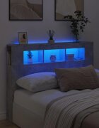 vidaXL LED горна табла бетонно сива140x185x1035см инженерно дърво