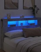 vidaXL LED горна табла бетонно сива160x185x1035см инженерно дърво