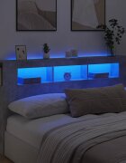 vidaXL LED горна табла бетонно сива180x185x1035см инженерно дърво