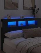 vidaXL LED горна табла черна 160x185x1035 см инженерно дърво
