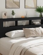 vidaXL LED горна табла черна 200x185x1035 см инженерно дърво