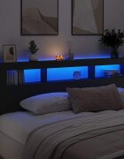 vidaXL LED горна табла черна 220x185x1035 см инженерно дърво