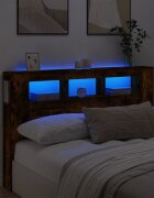 vidaXL LED горна табла опушен дъб 160x185x1035 см инженерно дърво