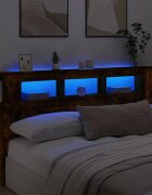 vidaXL LED горна табла опушен дъб 180x185x1035 см инженерно дърво