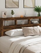 vidaXL LED горна табла опушен дъб 200x185x1035 см инженерно дърво