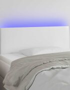 vidaXL LED Горна табла за легло бяла 100x5x78/88 см изкуствена кожа