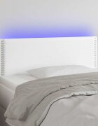 vidaXL LED Горна табла за легло бяла 100x5x78/88 см изкуствена кожа