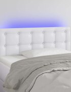 vidaXL LED Горна табла за легло бяла 100x5x78/88 см изкуствена кожа