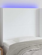 vidaXL LED горна табла за легло бяла 103x16x118/128 см