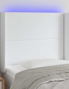 vidaXL LED горна табла за легло бяла 103x16x118/128 см