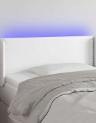 vidaXL LED горна табла за легло бяла 103x16x78/88см изкуствена кожа