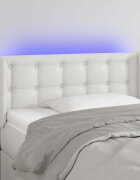 vidaXL LED горна табла за легло бяла 103x16x78/88см изкуствена кожа