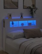 vidaXL LED горна табла за легло бяла 140x185x1035 см инженерно дърво