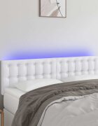 vidaXL LED Горна табла за легло бяла 144x5x78/88 см изкуствена кожа