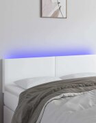 vidaXL LED Горна табла за легло бяла 144x5x78/88 см изкуствена кожа