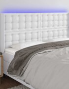 vidaXL LED горна табла за легло бяла 147x16x118/128 см