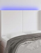 vidaXL LED горна табла за легло бяла 147x16x118/128 см