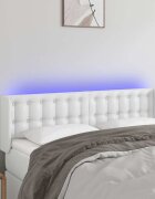 vidaXL LED горна табла за легло бяла 147x16x78/88см изкуствена кожа