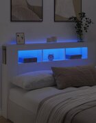 vidaXL LED горна табла за легло бяла 160x185x1035 см инженерно дърво