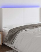 vidaXL LED горна табла за легло бяла 163x16x118/128 см