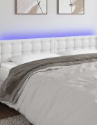 vidaXL LED горна табла за легло бяла 163x16x78/88см изкуствена кожа