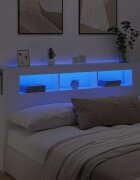 vidaXL LED горна табла за легло бяла 180x185x1035 см инженерно дърво