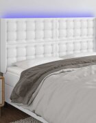 vidaXL LED горна табла за легло бяла 183x16x118/128 см