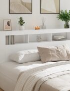 vidaXL LED горна табла за легло бяла 200x185x1035 см инженерно дърво