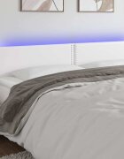 vidaXL LED Горна табла за легло бяла 200x5x78/88 см изкуствена кожа