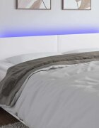 vidaXL LED Горна табла за легло бяла 200x5x78/88 см изкуствена кожа