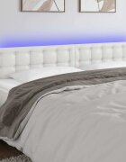 vidaXL LED Горна табла за легло бяла 200x5x78/88 см изкуствена кожа