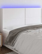 vidaXL LED горна табла за легло бяла 203x16x118/128 см