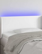 vidaXL LED горна табла за легло бяла 83x16x78/88 см изкуствена кожа