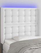 vidaXL LED горна табла за легло бяла 93x16x118/128 см