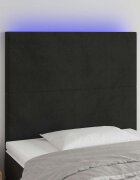 vidaXL LED горна табла за легло черна 100x5x118/128 см кадифе