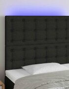 vidaXL LED горна табла за легло черна 100x5x118/128 см плат