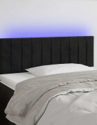 vidaXL LED горна табла за легло черна 100x5x78/88 см кадифе