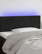 vidaXL LED горна табла за легло черна 100x5x78/88 см кадифе