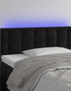 vidaXL LED горна табла за легло черна 100x5x78/88 см кадифе