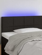 vidaXL LED горна табла за легло черна 100x5x78/88 см плат