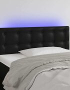 vidaXL LED Горна табла за легло черна 100x5x78/88см изкуствена кожа