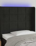 vidaXL LED горна табла за легло черна 103x16x118/128 см кадифе