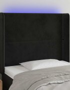 vidaXL LED горна табла за легло черна 103x16x118/128 см кадифе